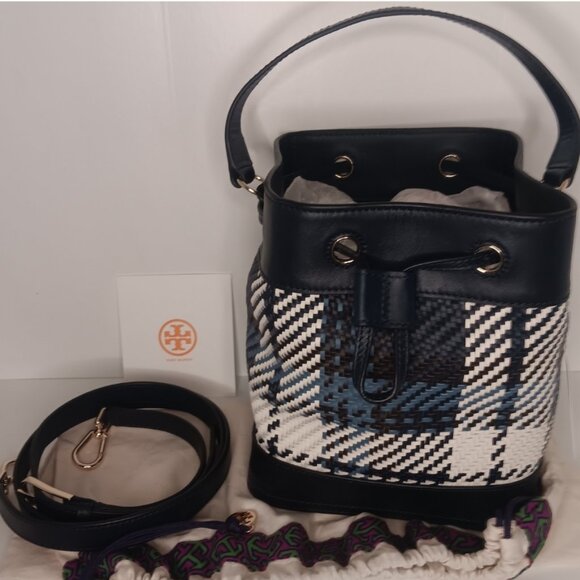 BRAND NEW TORY BURCH ROBINSON PLAID BUCKET BAG - Picture 10 of 10